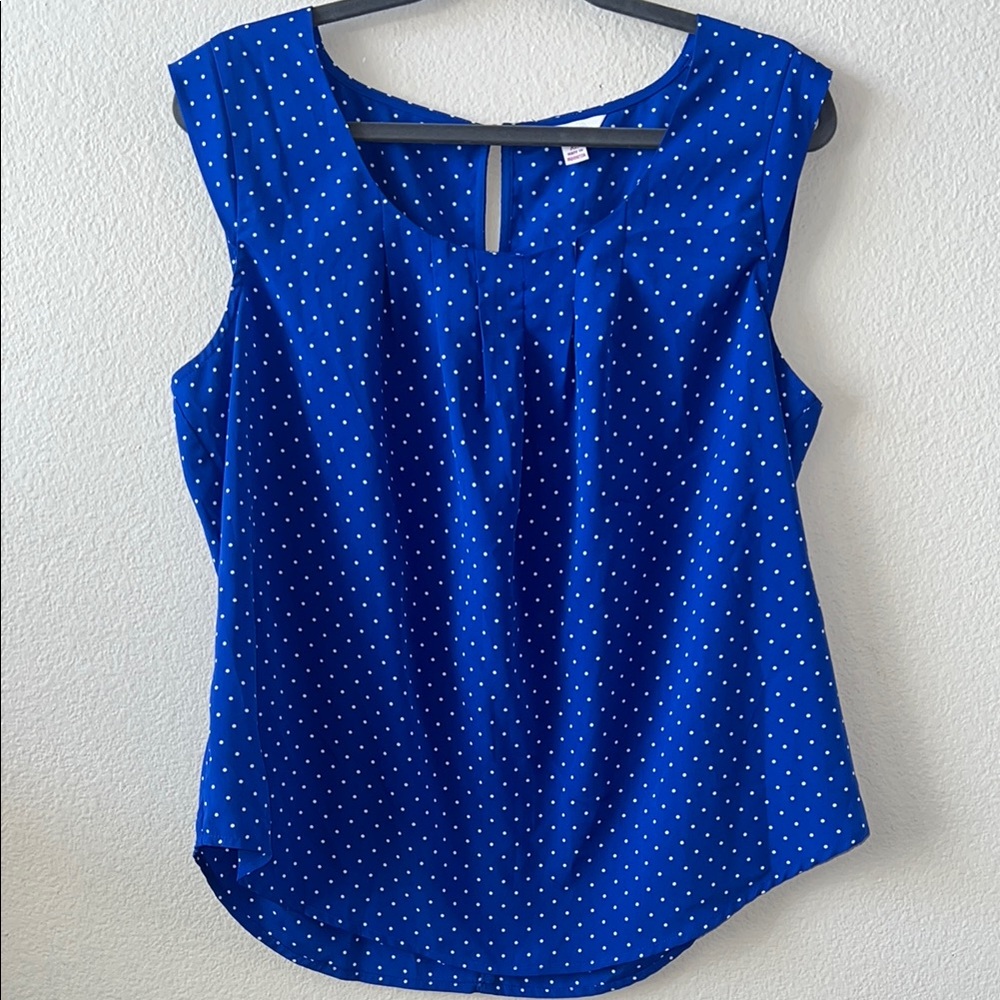 Blue Polka Dot Sleeveless Top